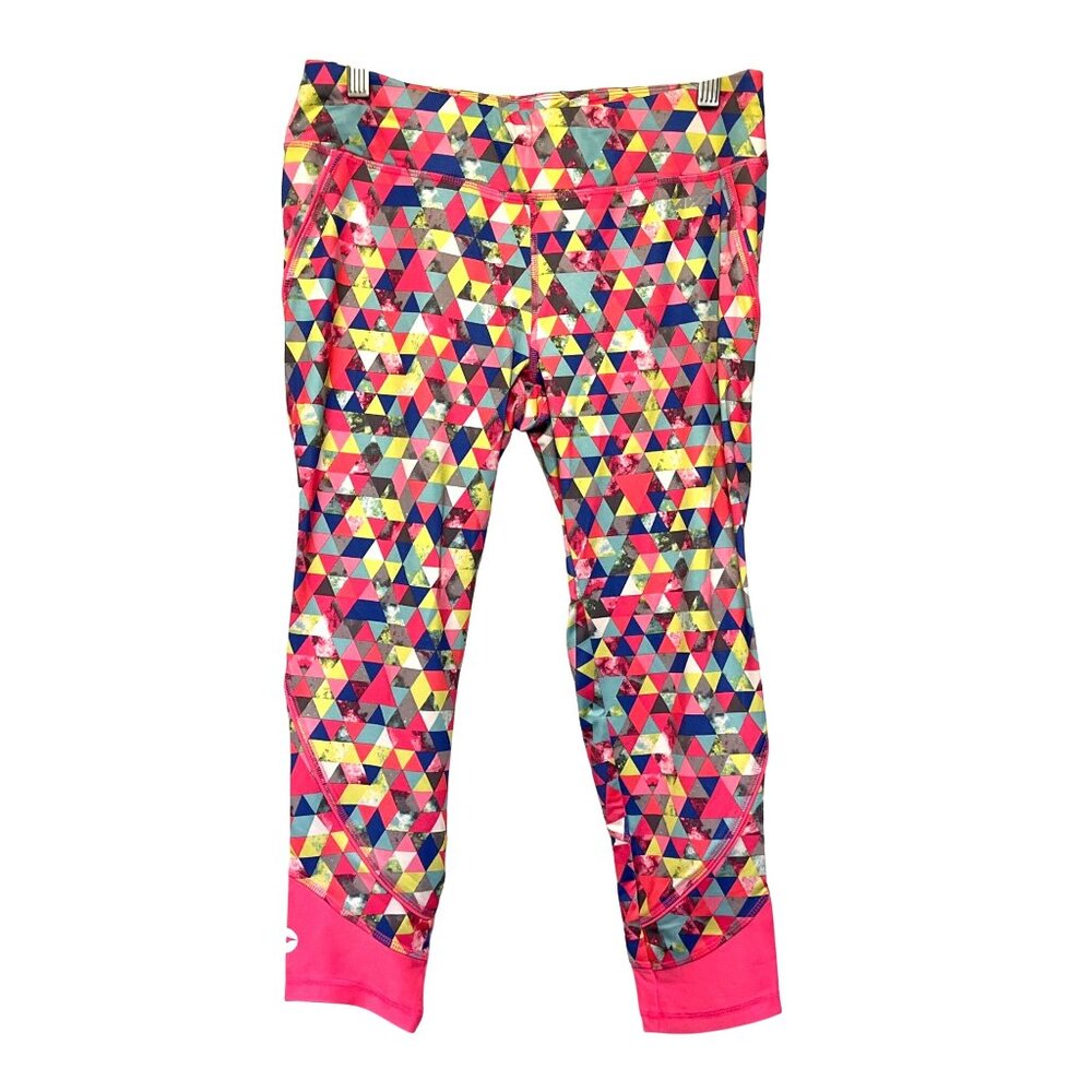 Avia Womens Multicolor Triangle Print Leggings Size M 87% Polyester 13% Spandex